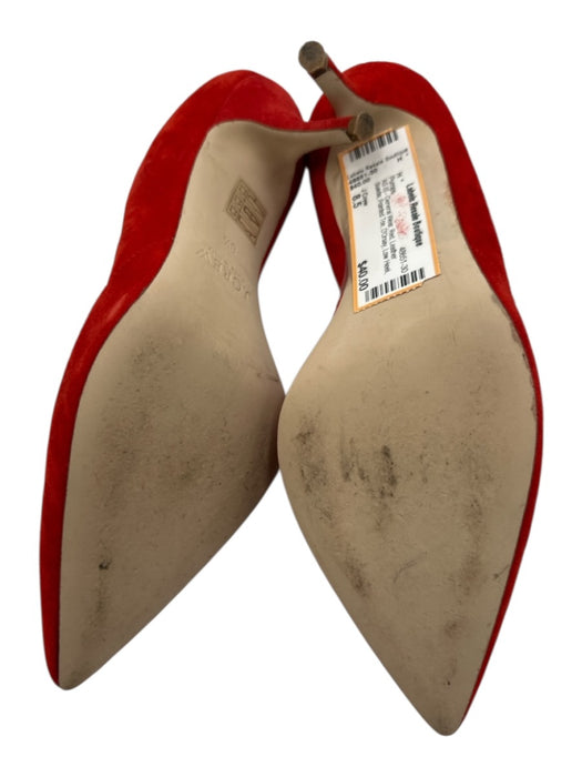 J Crew Shoe Size 8.5 Red Leather Suede Pointed Toe D'Orsay Low Heel Pumps Red / 8.5