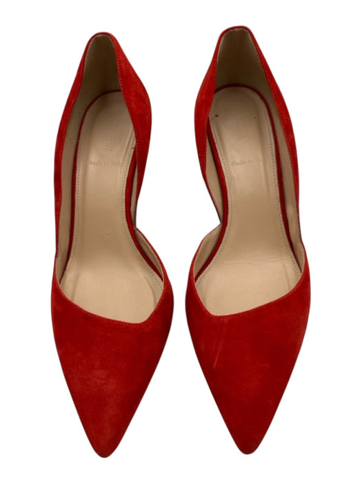 J Crew Shoe Size 8.5 Red Leather Suede Pointed Toe D'Orsay Low Heel Pumps Red / 8.5