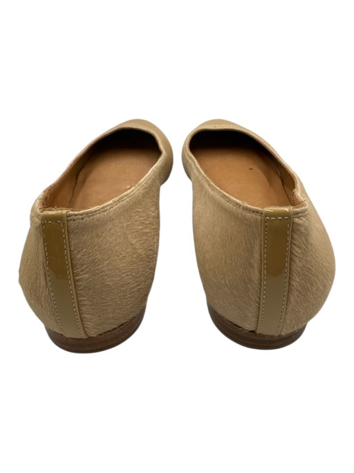Margaux Shoe Size 38.5 Tan Beige Pony Hair Leather Round Toe Stacked Heel Flats Tan Beige / 38.5