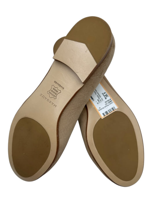 Margaux Shoe Size 38.5 Tan Beige Pony Hair Leather Round Toe Stacked Heel Flats Tan Beige / 38.5