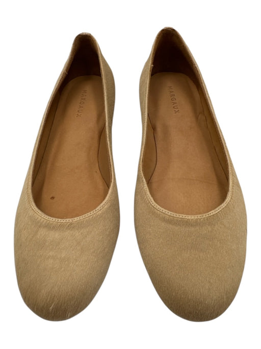 Margaux Shoe Size 38.5 Tan Beige Pony Hair Leather Round Toe Stacked Heel Flats Tan Beige / 38.5