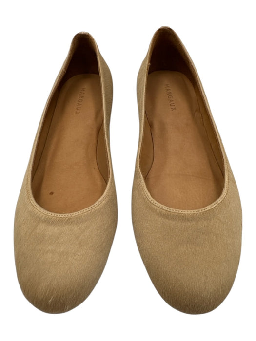 Margaux Shoe Size 38.5 Tan Beige Pony Hair Leather Round Toe Stacked Heel Flats Tan Beige / 38.5