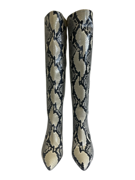 Paris Texas Shoe Size 38.5 Black & Cream Leather Pointed Toe Snake Skin Boots Black & Cream / 38.5