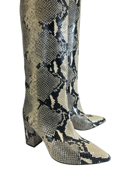 Paris Texas Shoe Size 38.5 Black & Cream Leather Pointed Toe Snake Skin Boots Black & Cream / 38.5
