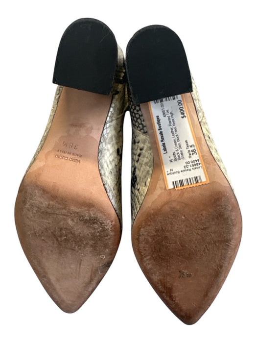 Paris Texas Shoe Size 38.5 Black & Cream Leather Pointed Toe Snake Skin Boots Black & Cream / 38.5