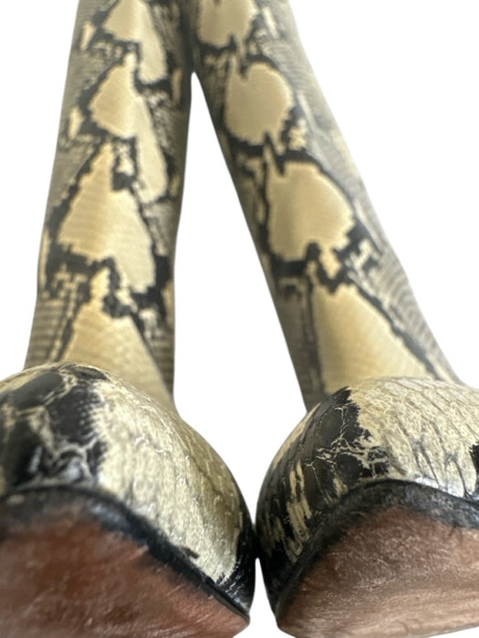 Paris Texas Shoe Size 38.5 Black & Cream Leather Pointed Toe Snake Skin Boots Black & Cream / 38.5
