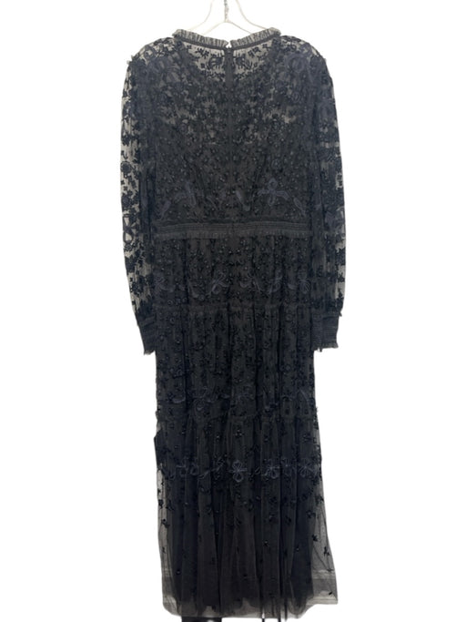 Needle & Thread Size 10 Black & Gray Polyester Long Sleeve Floral Lace Dress Black & Gray / 10