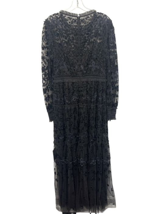 Needle & Thread Size 10 Black & Gray Polyester Long Sleeve Floral Lace Dress Black & Gray / 10