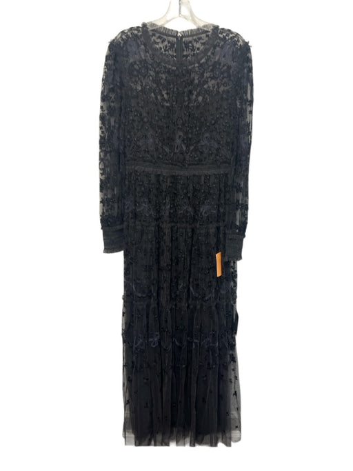 Needle & Thread Size 10 Black & Gray Polyester Long Sleeve Floral Lace Dress Black & Gray / 10