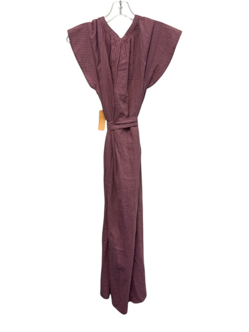 XiRENA Size Large Red & Purple Cotton Blend Long Sleeve Striped Midi Dress Red & Purple / Large