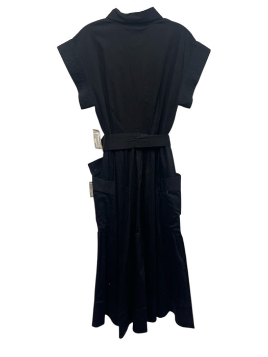Julia Amory Size Medium Black Cotton Blend Cap Sleeve Gathered Dress Black / Medium