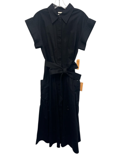 Julia Amory Size Medium Black Cotton Blend Cap Sleeve Gathered Dress Black / Medium