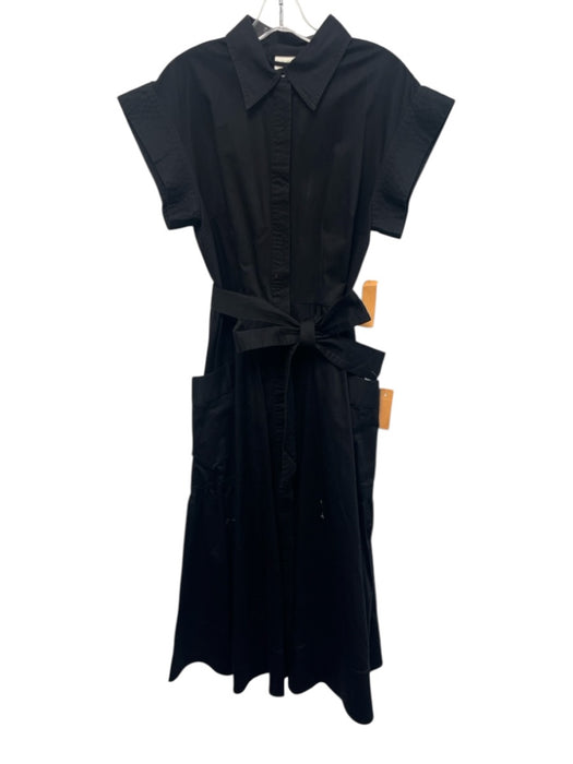 Julia Amory Size Medium Black Cotton Blend Cap Sleeve Gathered Dress Black / Medium