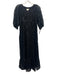 Shoshanna Size 10 Black Polyester Blend Short Puff Sleeve Lace V Neck Maxi Dress Black / 10