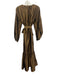 Ann Mashburn Size Medium Brown Silk Long puff sleeve Gathered Tiered Maxi Dress Brown / Medium