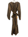 Ann Mashburn Size Medium Brown Silk Long puff sleeve Gathered Tiered Maxi Dress Brown / Medium