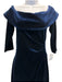 Rickie Freeman for Teri Jon Size 10 Navy Blue Long Sleeve Velvet Fold Over Gown Navy Blue / 10