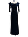Rickie Freeman for Teri Jon Size 10 Navy Blue Long Sleeve Velvet Fold Over Gown Navy Blue / 10