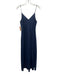 Beautiful People Size Large Navy Blue Silk Spaghetti Strap V Neck Satin Dress Navy Blue / Large