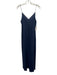 Beautiful People Size Large Navy Blue Silk Spaghetti Strap V Neck Satin Dress Navy Blue / Large
