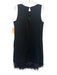 J. McLaughlin Size Medium Black Rayon Blend Sleeveless Feather Trim Sheath Dress Black / Medium