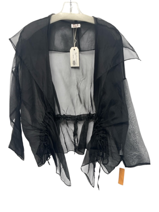 Planet by Lauren G Size One Size Black Silk Long Sleeve Drawstring Jacket Black / One Size