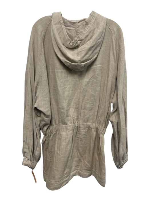 Rachel Comey Size 8 Beige Linen Long Sleeve Quarter Button hood Sweater Beige / 8