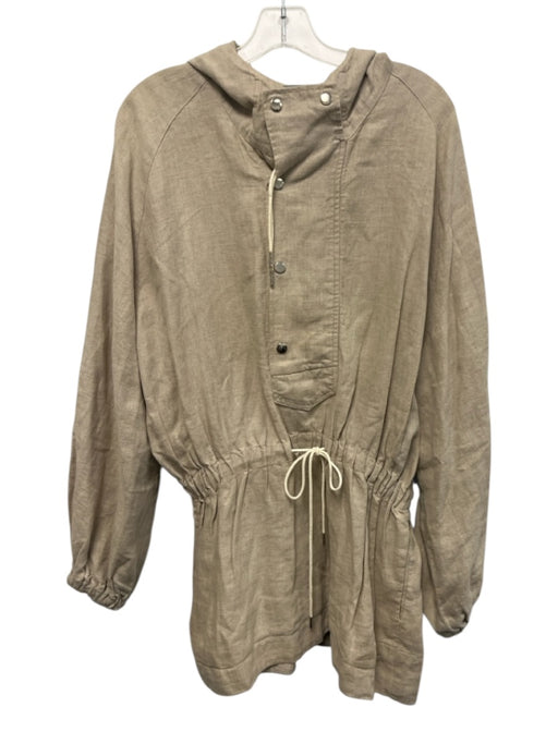 Rachel Comey Size 8 Beige Linen Long Sleeve Quarter Button hood Sweater Beige / 8