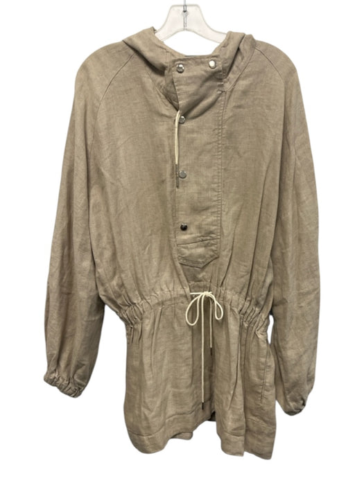 Rachel Comey Size 8 Beige Linen Long Sleeve Quarter Button hood Sweater Beige / 8