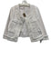 Ann Mashburn Size Medium White Cotton Denim Long Sleeve Fringe Open Front Jacket White / Medium