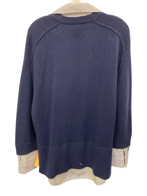 Brochu Walker Size Small Blue & White Wool Blend Long Sleeve Striped Sweater Blue & White / Small