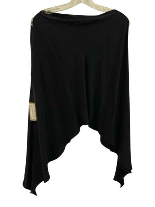 Kes Size Small Navy Blue Silk Boat Neck Satin Poncho Top Navy Blue / Small