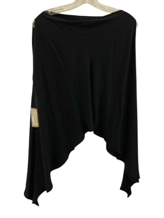 Kes Size Small Navy Blue Silk Boat Neck Satin Poncho Top Navy Blue / Small