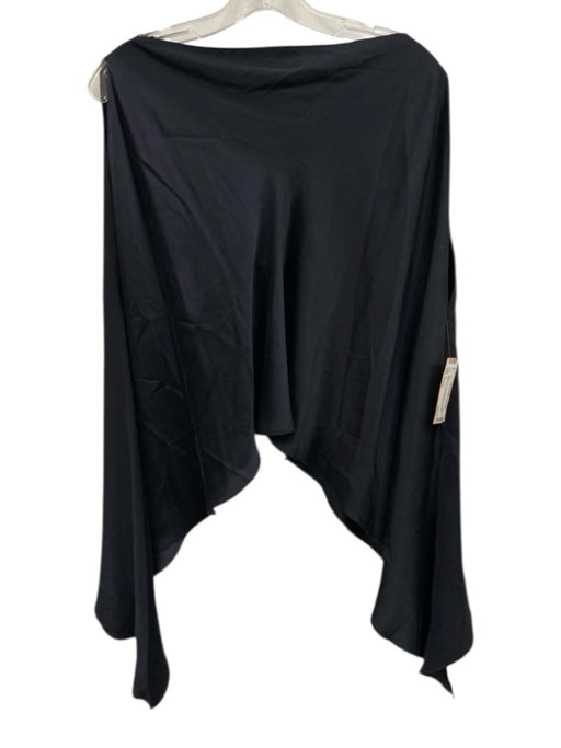 Kes Size Small Navy Blue Silk Boat Neck Satin Poncho Top Navy Blue / Small