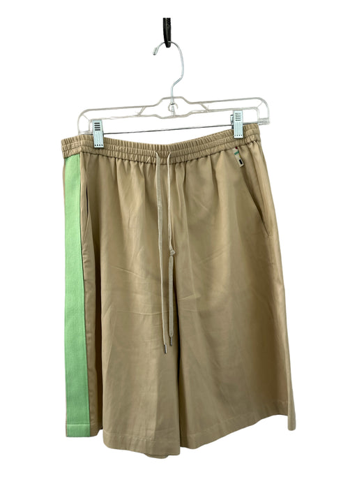 Tibi Size S Tan & Green Rayon Drawstring Bermuda Shorts Tan & Green / S