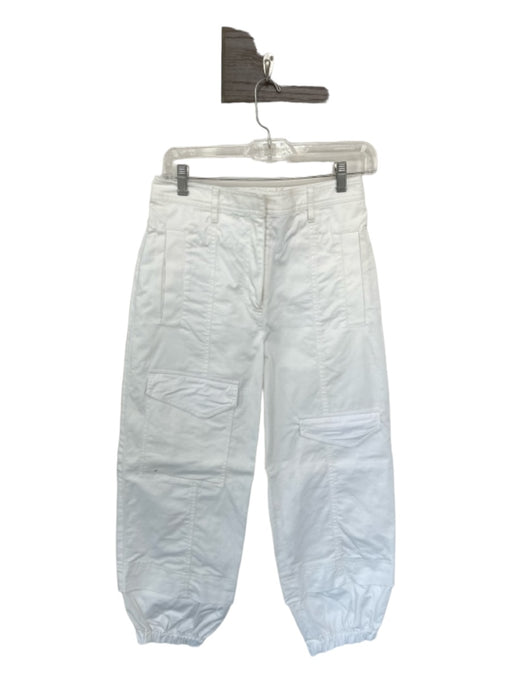 Tibi Size 4 White Cotton High Waist Cargo Pants White / 4