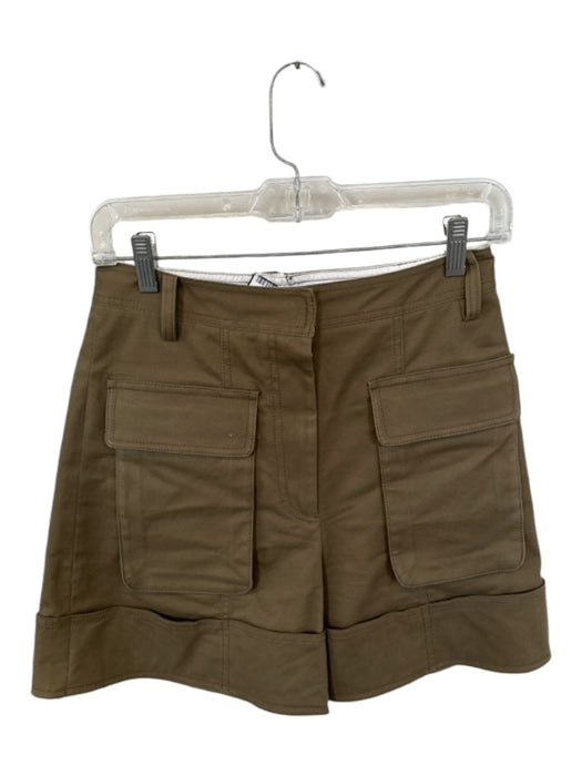 Tibi Size 0 Taupe Cotton High Waist Front Pockets Cuffed Shorts Taupe / 0