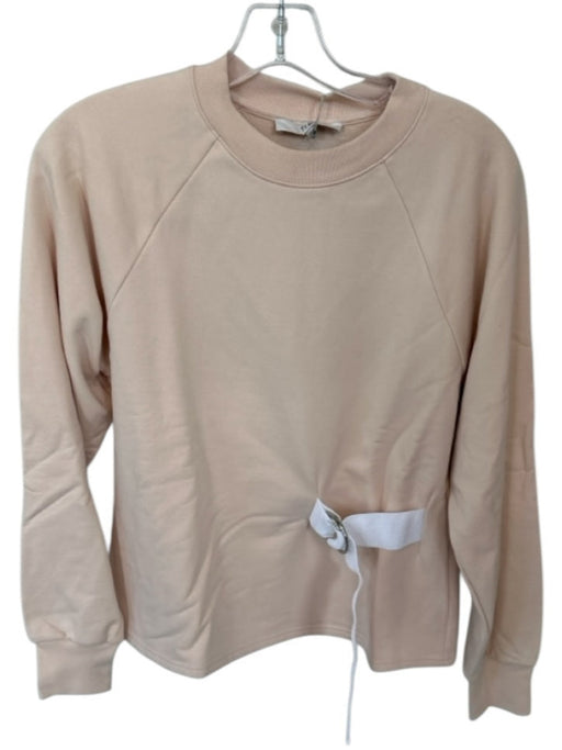 Tibi Size XS Blush Cotton Long Sleeve Gathered Side Sweatshirt Blush / XS