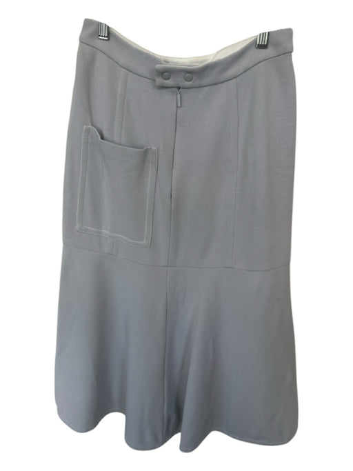 Tibi Size S Light Gray High Waist Stitching Detail Flare Midi Skirt Light Gray / S