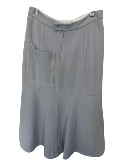 Tibi Size S Light Gray High Waist Stitching Detail Flare Midi Skirt Light Gray / S