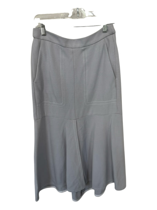 Tibi Size S Light Gray High Waist Stitching Detail Flare Midi Skirt Light Gray / S