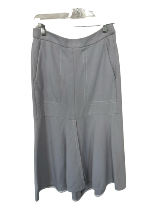 Tibi Size S Light Gray High Waist Stitching Detail Flare Midi Skirt Light Gray / S