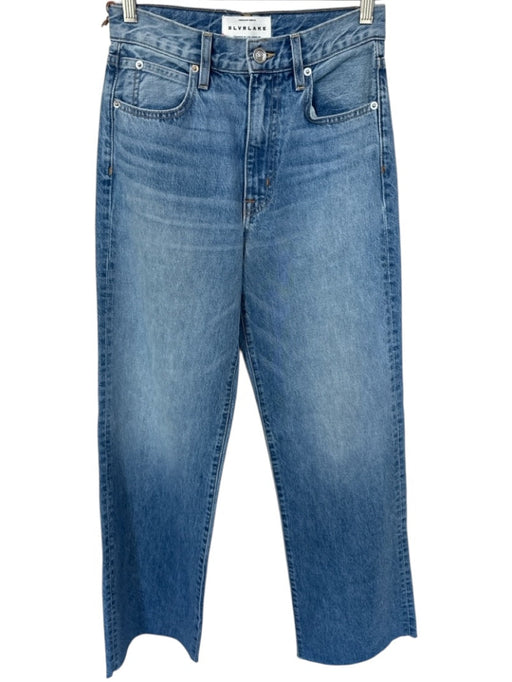 Slvrlake Size 26 Med Light Wash Cotton High Waist Wide Leg Raw Hem Jeans Med Light Wash / 26