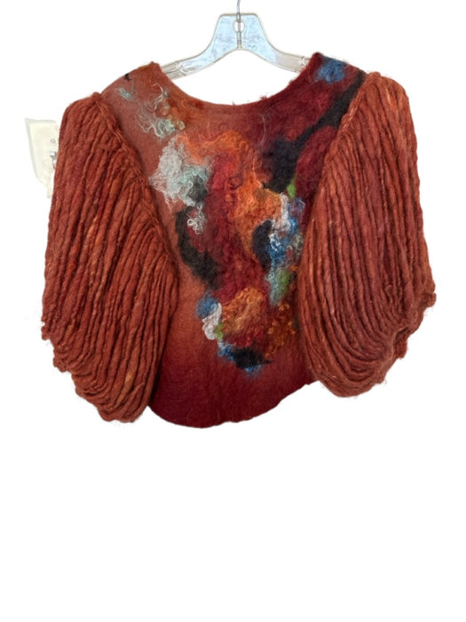 Teresa Shapiro Size Est S Burnt Orange & Multi Wool Blend Water Color Sweater Burnt Orange & Multi / Est S