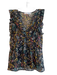Zara Size S Black & Multi Polyester Sleeveless Floral V Neck Semi Sheer Top Black & Multi / S