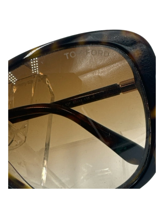 Tom Ford Brown Plastic Gold Detail Tortoise Box Inc. Sunglasses Brown