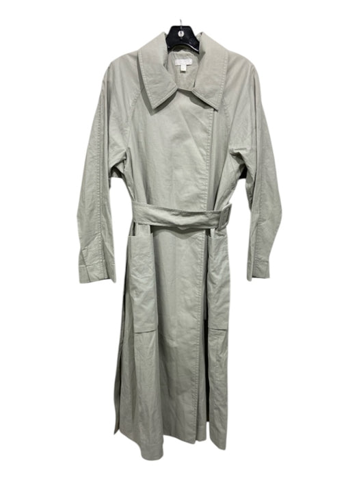 COS Size 6 Green Gray Linen Trench Belted Button Collar Coat Green Gray / 6