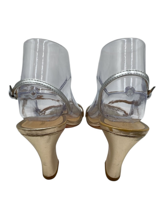 Reformation Shoe Size 9 Gold & Silver Leather Strappy Block Heel Sandals Gold & Silver / 9