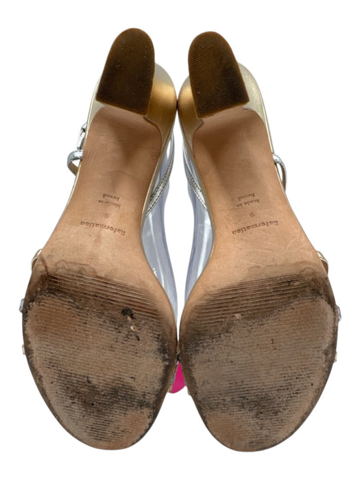 Reformation Shoe Size 9 Gold & Silver Leather Strappy Block Heel Sandals Gold & Silver / 9