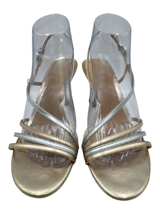 Reformation Shoe Size 9 Gold & Silver Leather Strappy Block Heel Sandals Gold & Silver / 9